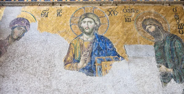 Mosaik av Kristus Pantocrator i den södra galleriet Hagia Sophi — Stockfoto