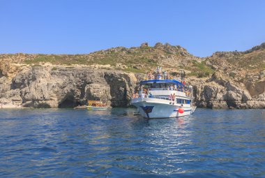 Faliraki Akdeniz beldesinde yatak. Rodos Adası. Yunanistan