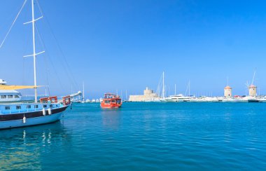 Rodos Mandraki port. Rodos Adası. Yunanistan