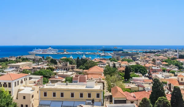 Widok na historyczne centrum Rodos. Stare Miasto. Wyspa Rodos — Zdjęcie stockowe