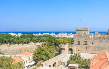 Rodos tarihi merkezi görünümü. Old Town. Rodos Adası