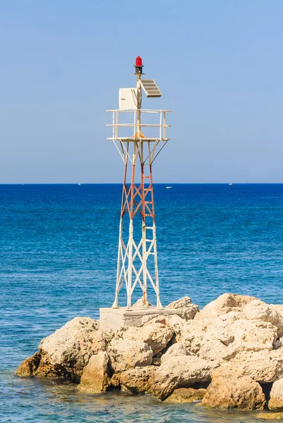 Deniz feneri. Rodos Adası. Yunanistan — Stok fotoğraf