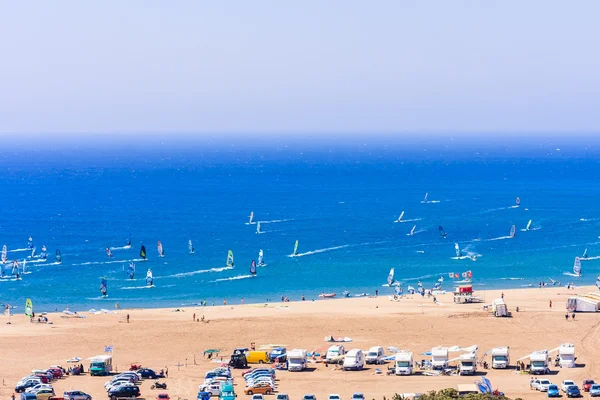 Beach on the isthmus Prasonisi. Rhodes Island. Greece — Stock Photo, Image