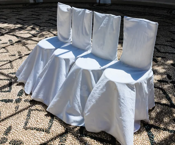 Chairs for the wedding. Thermal springs of Kallithea (Terme Kali — Stock Photo, Image
