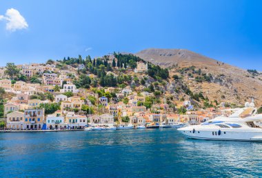 Symi Adası - Ano Symi başkenti. Yunanistan