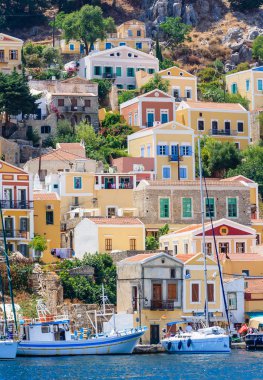 Symi Adası - Ano Symi başkenti. Yunanistan