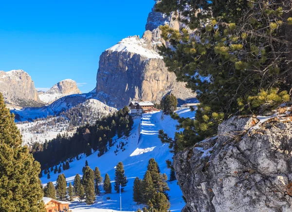 Ski resort of Selva di Val Gardena, Italy. Shallow depth of fiel — 图库照片