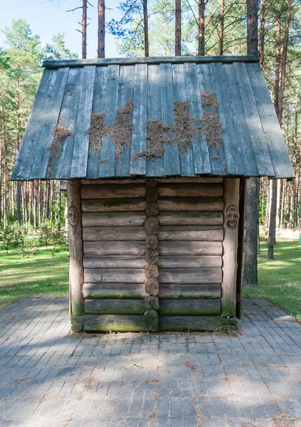 Fából készült szobor. Erdő visszhangok (Girios ház). Druskininkai, Litvánia — Stock Fotó