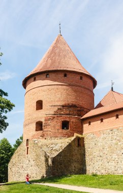 Turistler ve Trakai Kalesi. Litvanya