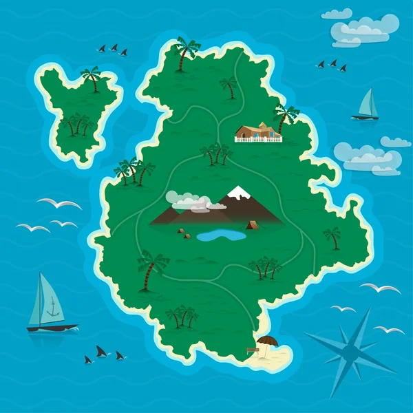 Tropisch eiland in de blauwe zee. Vector — Stockvector