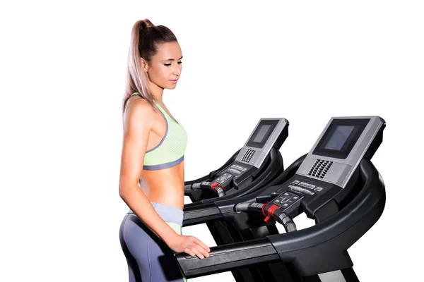 Fitness woman running on treadmill in gym — Stock Photo, Image