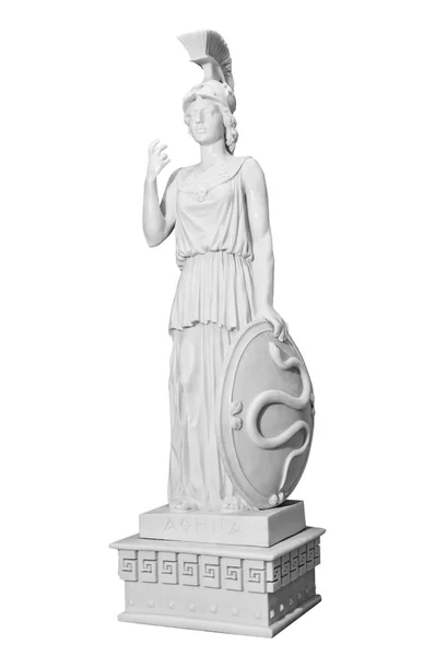 Estátua antiga de uma mulher com um escudo — Fotografia de Stock