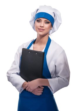 Kıyafetli kız aşçı.