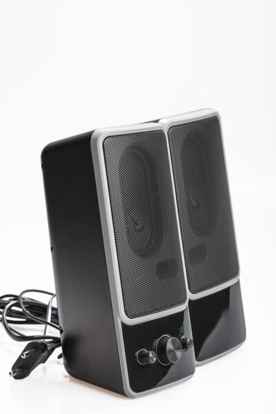 Audio system for mobile phones, computer and laptops with amplifier.