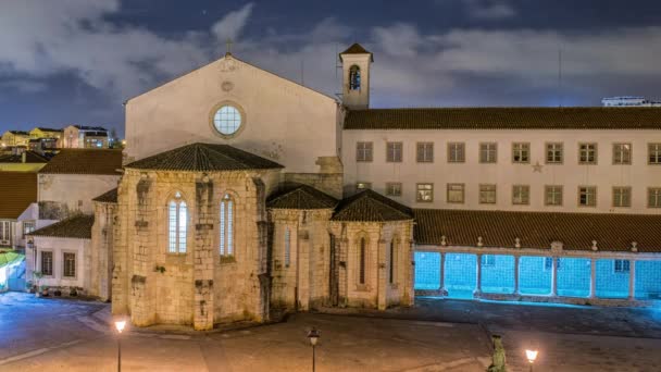 Cattedrale di Odivelas, Portogallo. Bella vista notturna. Distretto di Lisbona. — Video Stock