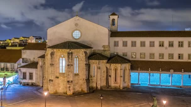 Cattedrale di Odivelas, Portogallo. Bella vista notturna. Distretto di Lisbona. — Video Stock