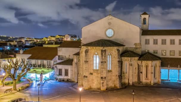 Cattedrale di Odivelas, Portogallo. Bella vista notturna. Distretto di Lisbona. — Video Stock