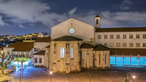 Cattedrale di Odivelas, Portogallo. Bella vista notturna. Distretto di Lisbona. — Video Stock