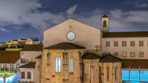 Cattedrale di Odivelas, Portogallo. Bella vista notturna. Distretto di Lisbona. — Video Stock