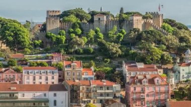 Lizbon, Portekiz Sao Jorge Kalesi 'ne doğru ufuk çizgisi.