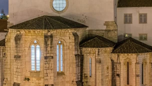 Cattedrale di Odivelas, Portogallo. Bella vista notturna. Distretto di Lisbona. — Video Stock