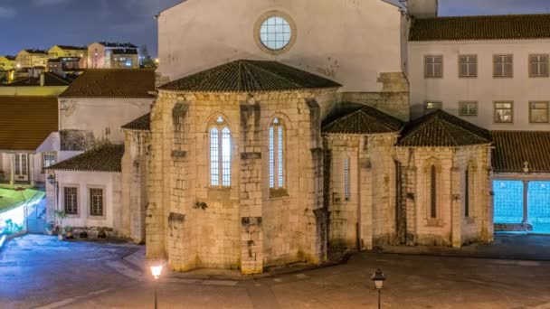 Cattedrale di Odivelas, Portogallo. Bella vista notturna. Distretto di Lisbona. — Video Stock