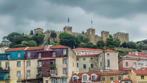 Lisbonne, Portugal skyline vers le château de Sao Jorge. — Video