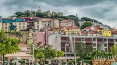 Lizbon, Portekiz Sao Jorge Kalesi 'ne doğru ufuk çizgisi.