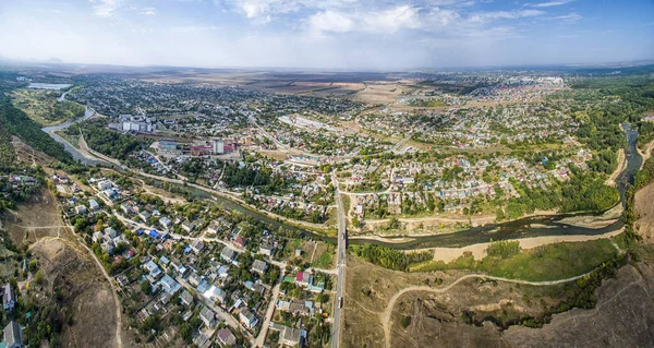 Pequeña Ciudad Agraria Con Campos Calles Stavropol Krai —  Fotos de Stock