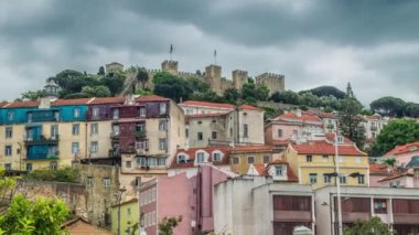 Lizbon, Portekiz Sao Jorge Kalesi 'ne doğru ufuk çizgisi.