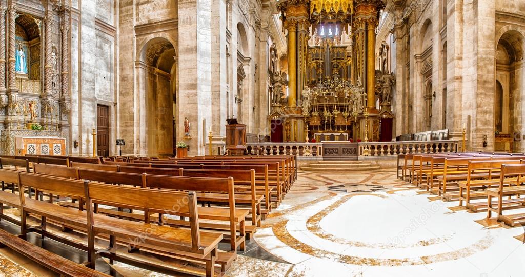 Interior of the Estrela Basilica in Lisbon, Portugal
