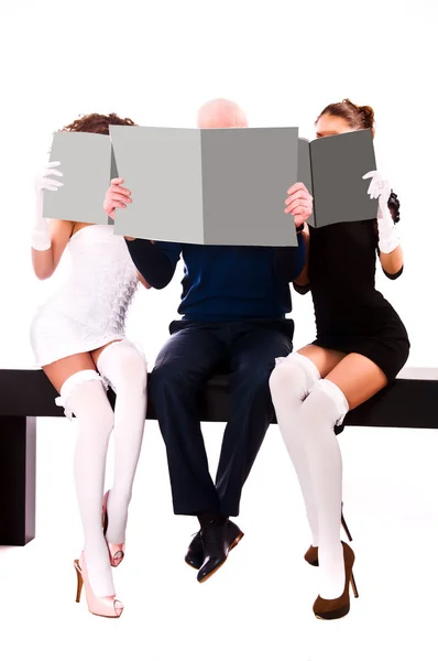 Two women and a man — Stock Photo, Image