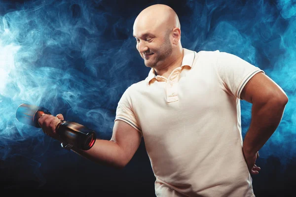 Happy man with a beer — Stock Photo, Image