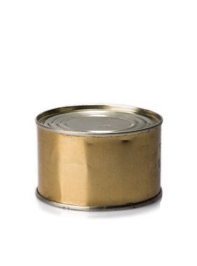 gri bir arka plan üzerine konserve teneke kutu