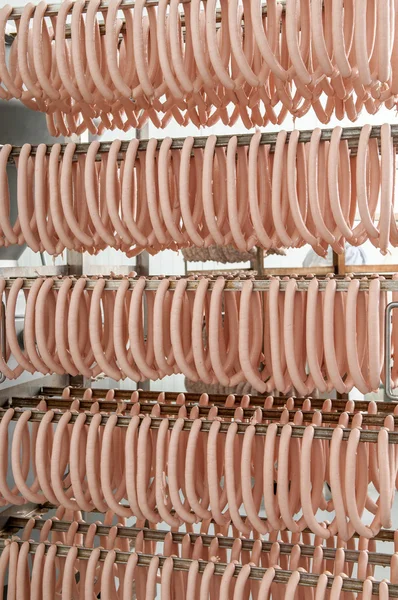 Sausage hanging in the warehouse — Stock Photo, Image