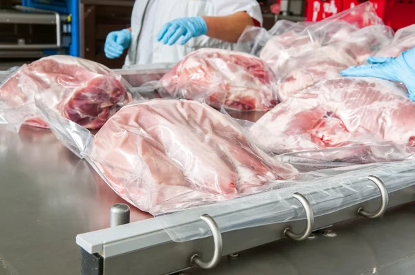 Pedaços de carne em um recipiente — Fotografia de Stock