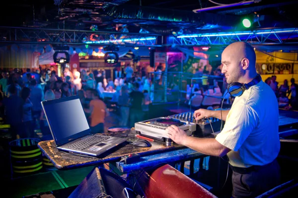 DJ behind the control panel — Stock Photo, Image