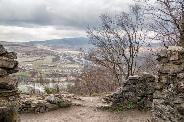 Hrad ve vesnici nevicke, Ukrajina — Stock fotografie