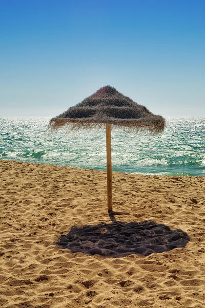 Umbrella at the shore of the Atlantic Ocean — Stock Photo, Image