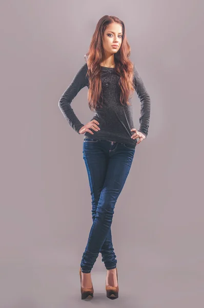 Woman in jeans — Stock Photo, Image