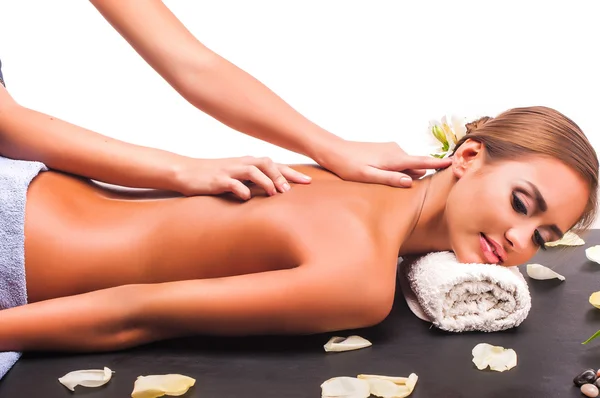Kobieta w trakcie procedury luksusowy masaż — Zdjęcie stockowe