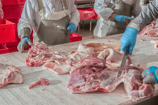 Transformación de carne de cerdo industria alimentaria — Foto de Stock