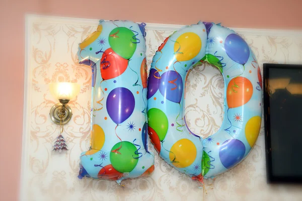 Balloons on the wall birthday — Stock Photo, Image