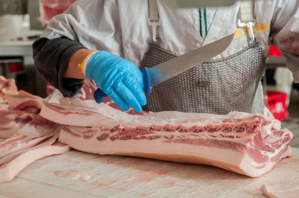Varkensvlees verwerkingsindustrie vlees eten — Stockfoto