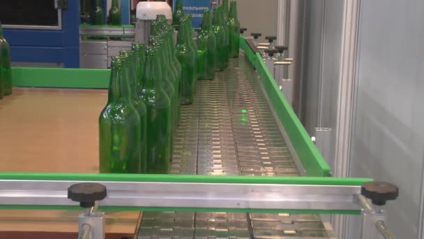 Movement of glass bottles — Stock Video