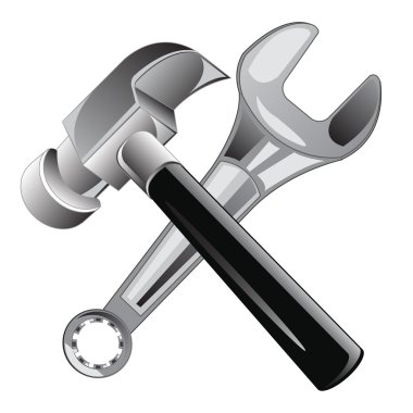 Tools gavel and key