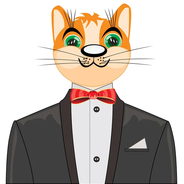 Takım elbiseli kızıl kedi — Stok Vektör