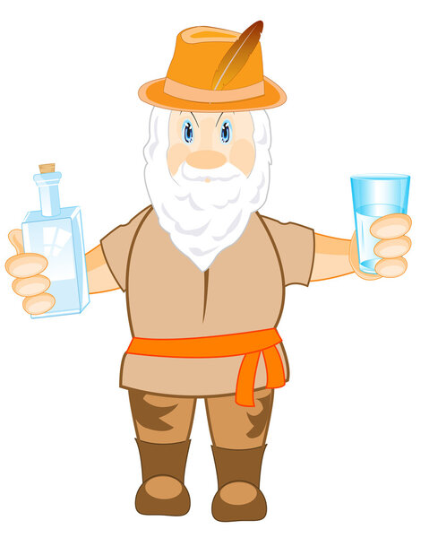 Человек с бутылкой и стеклом
