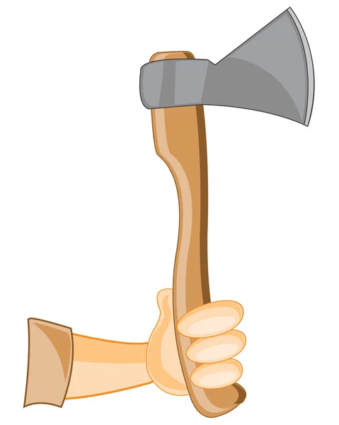 Hand of the person with axe — Stock Vector