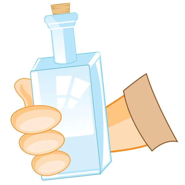 Bottle in hand of the person — Stock Vector